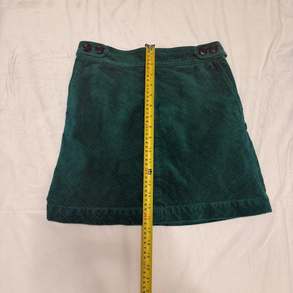 LOFT Forest Green Corduroy Mini Skirt Sz 4 Button Detail Lined Cotttagecore - Picture 5 of 8